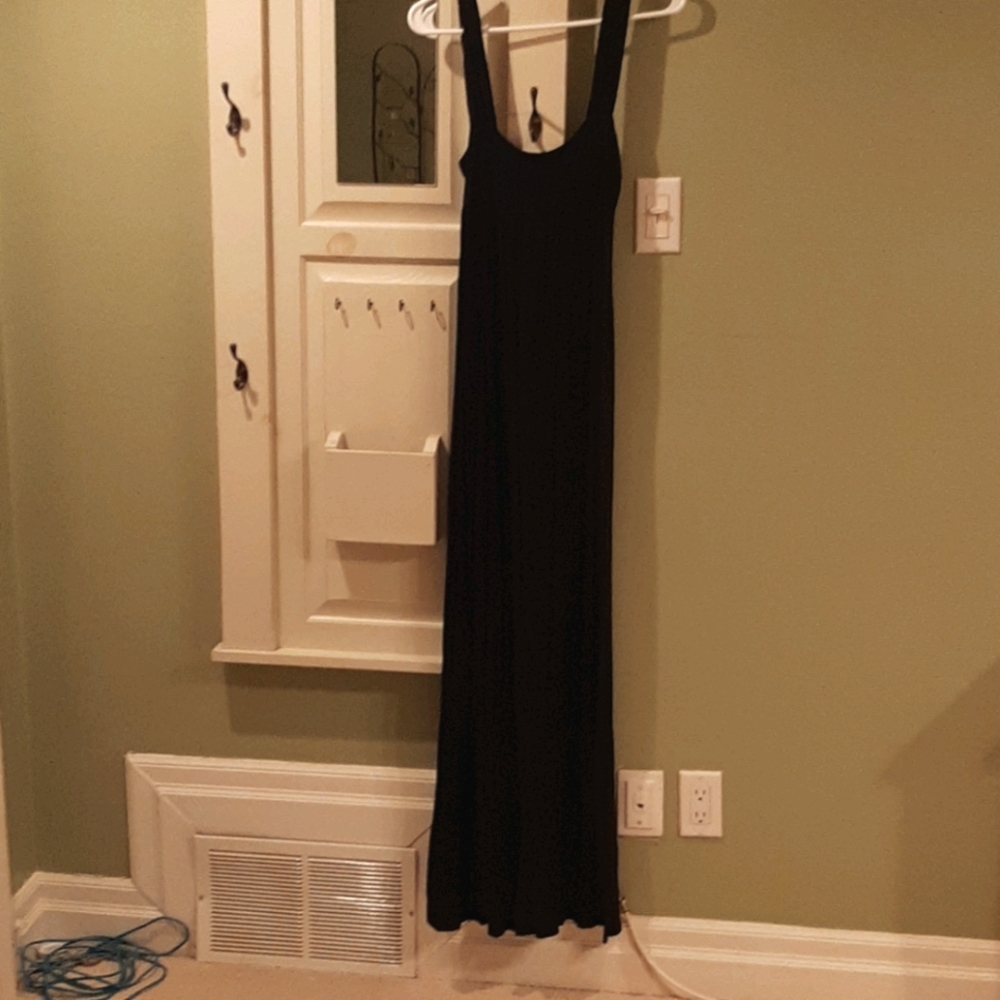 Long black maxi dress.